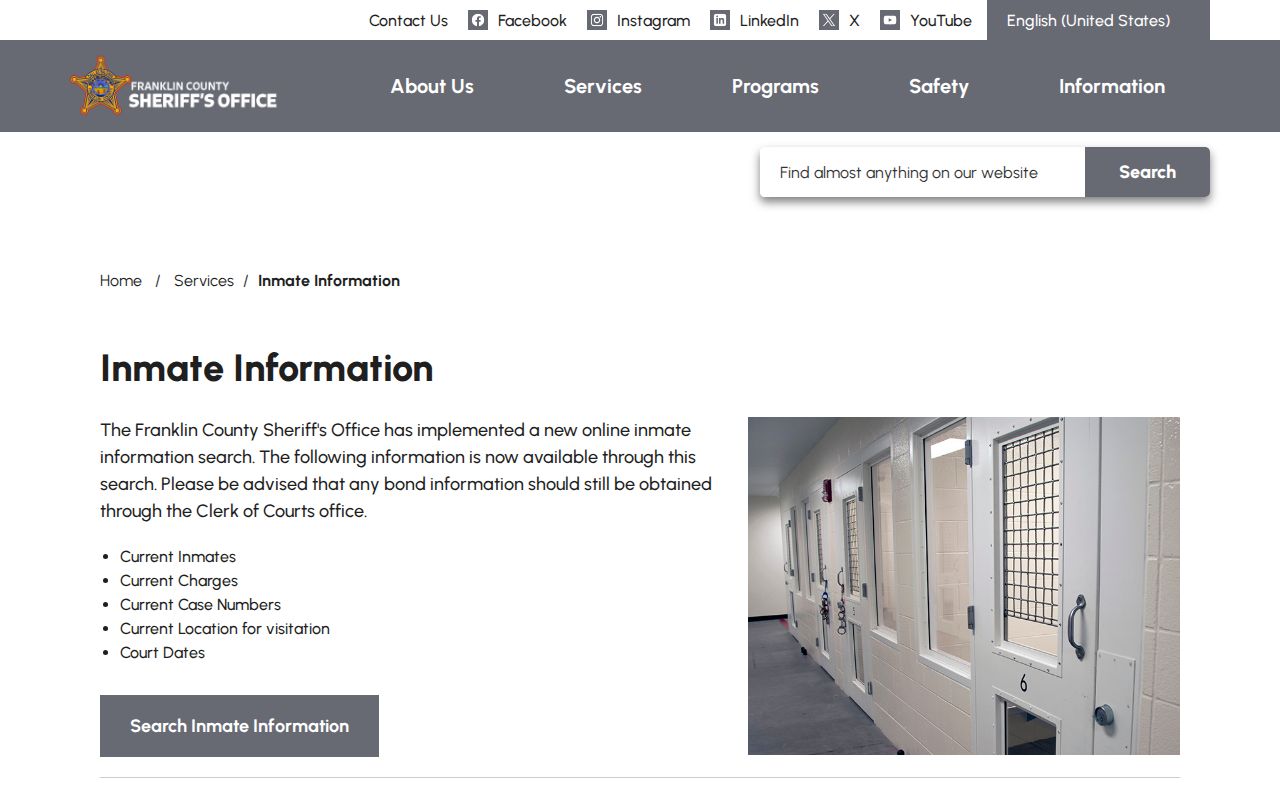 Jackson Township residents directory Franklin County Sheriff inmate information