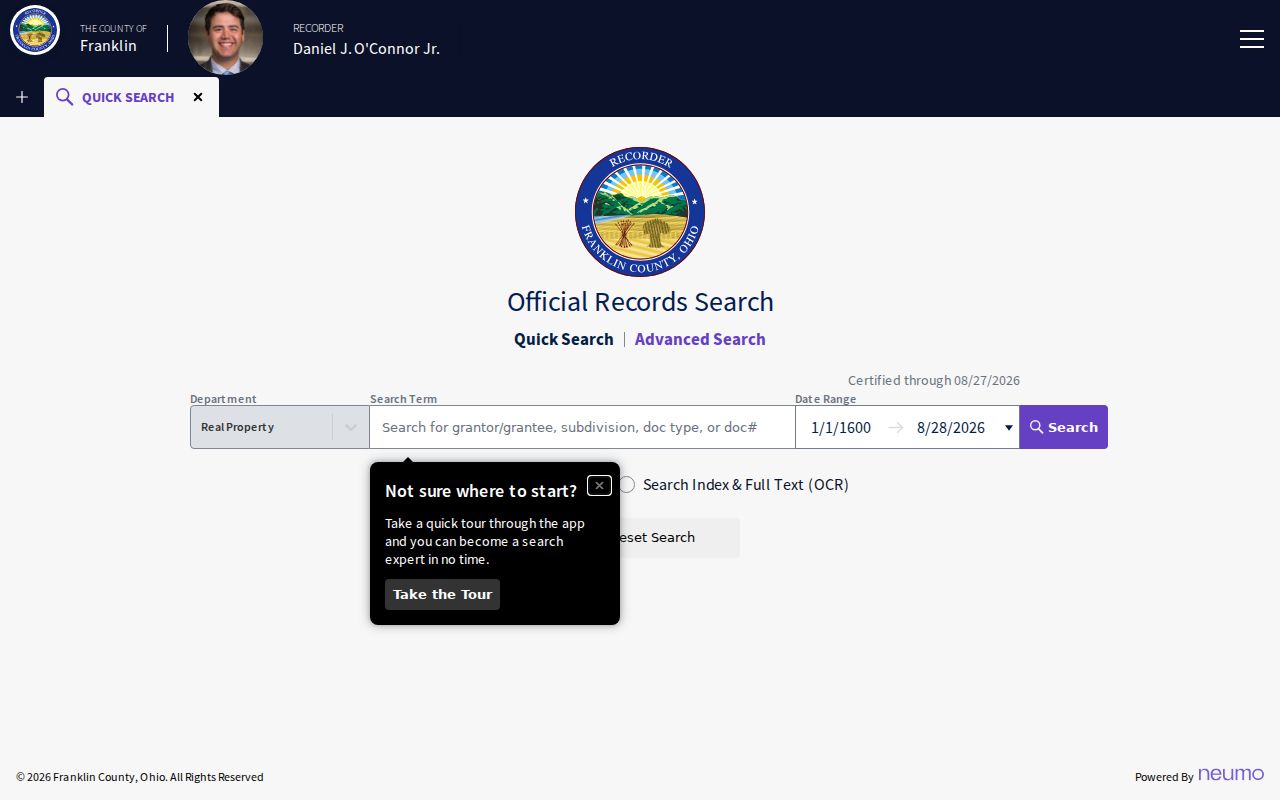 Jackson Township residents directory Recorder Cloud Search fields