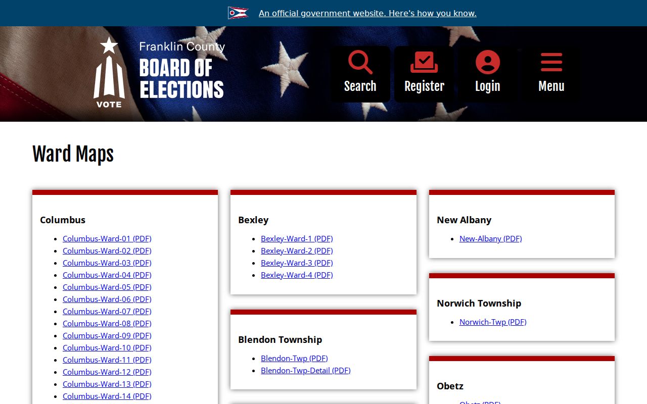 Jackson Township neighbors election geography map from the Franklin County Board of Elections