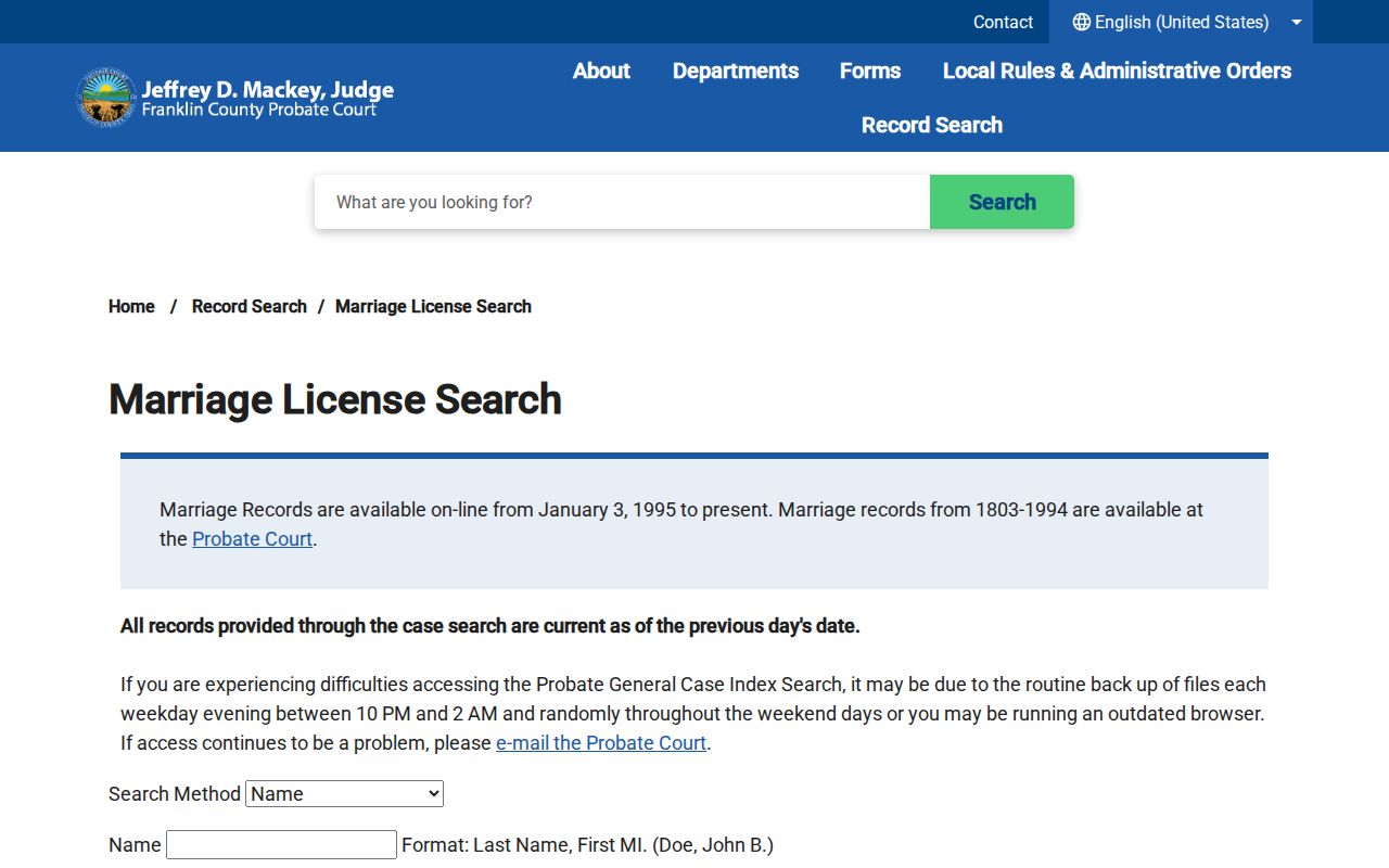 Jackson Township resident lookup marriage license search