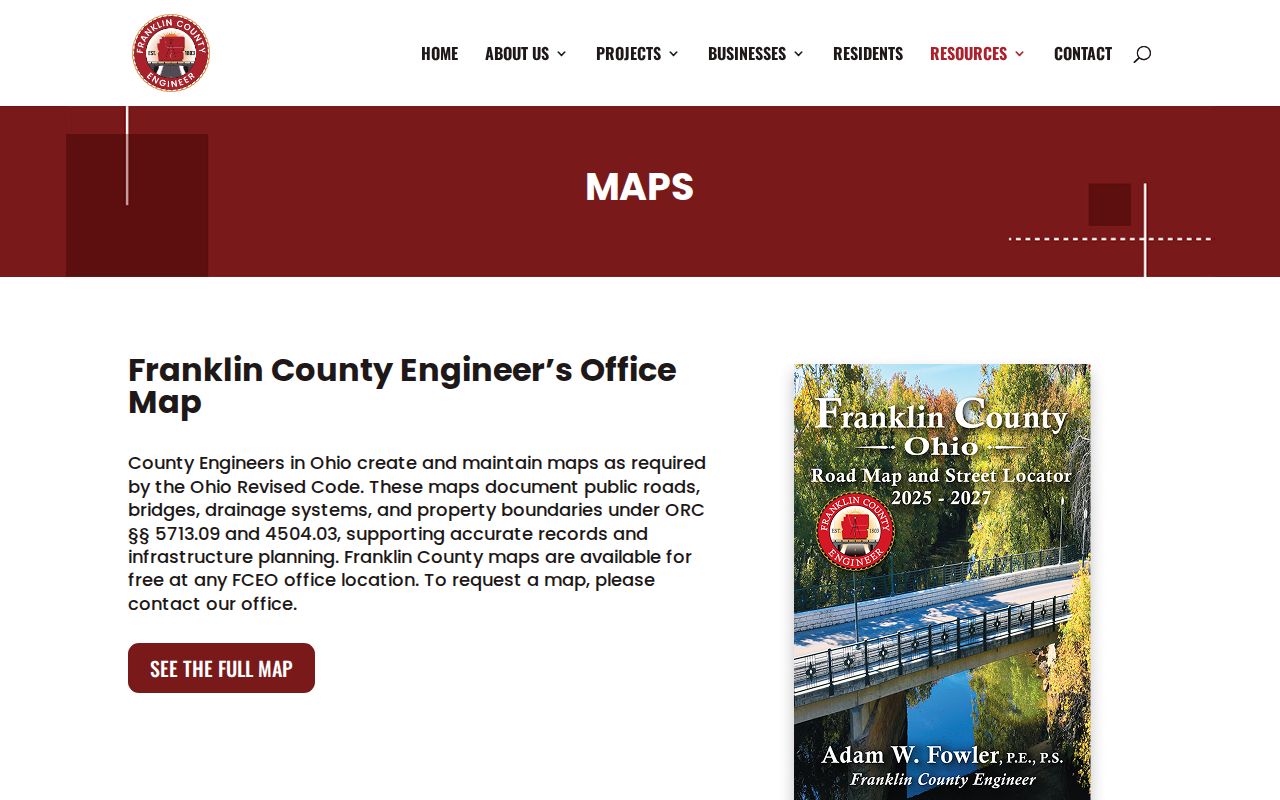 Jackson Township street directory Franklin County Engineer maps